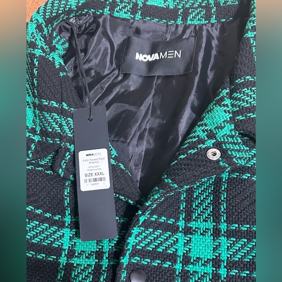 NWT Green Plaid Fitch Tweed Blazer Shacket from Fashion Nova men’s size 3XL - Picture 11 of 11